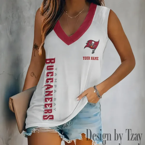 Tampa Bay Buccaneers V-neck Women’s Vest T-shirt SPTVNECKWVTS030 - Image 3