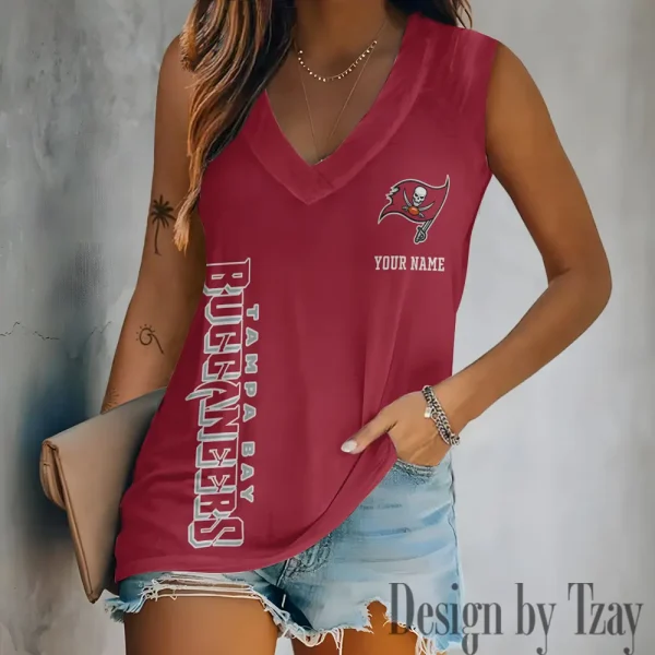 Tampa Bay Buccaneers V-neck Women’s Vest T-shirt SPTVNECKWVTS030 - Image 4