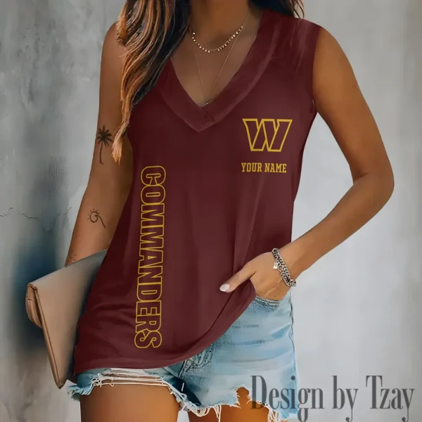 Washington Commanders V-neck Women’s Vest T-shirt SPTVNECKWVTS031 - Image 2