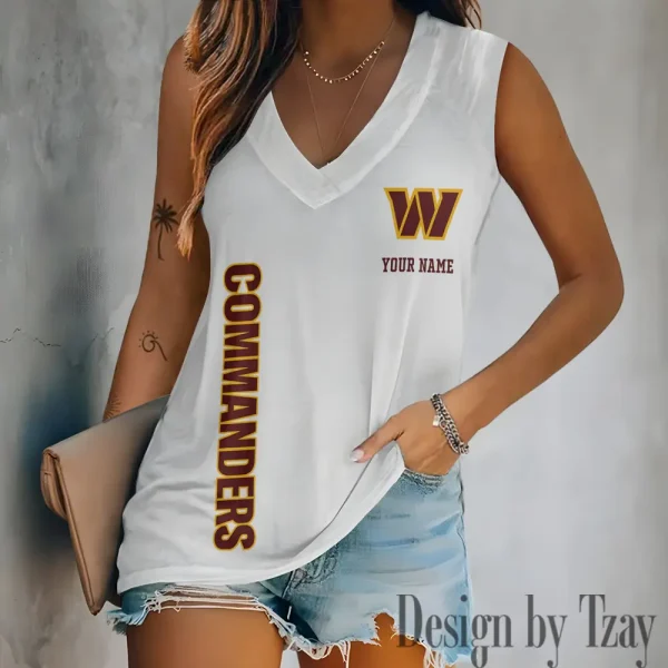 Washington Commanders V-neck Women’s Vest T-shirt SPTVNECKWVTS031