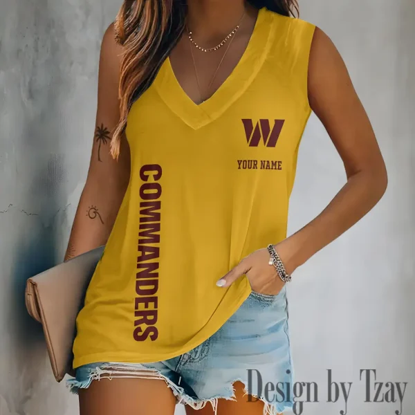 Washington Commanders V-neck Women’s Vest T-shirt SPTVNECKWVTS031 - Image 3