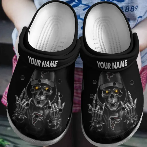 Atlanta Falcons Football Team US Skull Art Clogs Shoes Custom Name Gift For Fan BGCR433