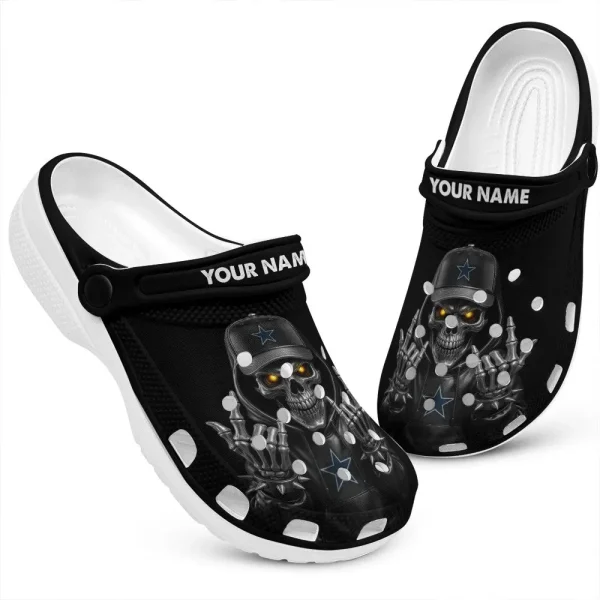 Dallas Cowboys Football Team US Skull Art Clogs Shoes Custom Name Gift For Fan BGCR447 - Image 2