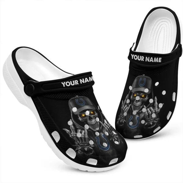 Indianapolis Colts Football Team US Skull Art Clogs Shoes Custom Name Gift For Fan BGCR450 - Image 2