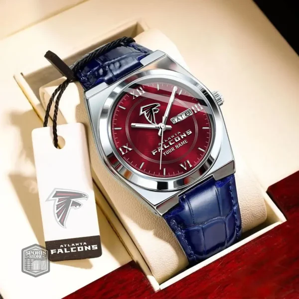 Atlanta Falcons Stainless Steel Case With Leather Strap Watch PURWATD081