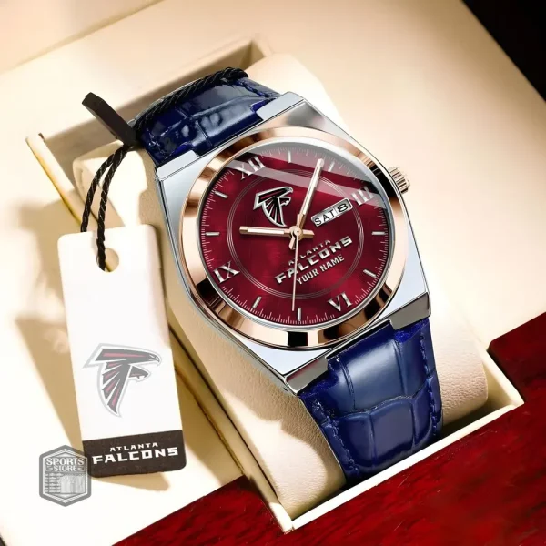 Atlanta Falcons Stainless Steel Case With Leather Strap Watch PURWATD081 - Image 3