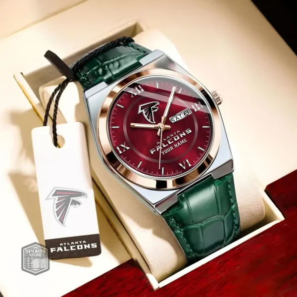 Atlanta Falcons Stainless Steel Case With Leather Strap Watch PURWATD081 - Image 7