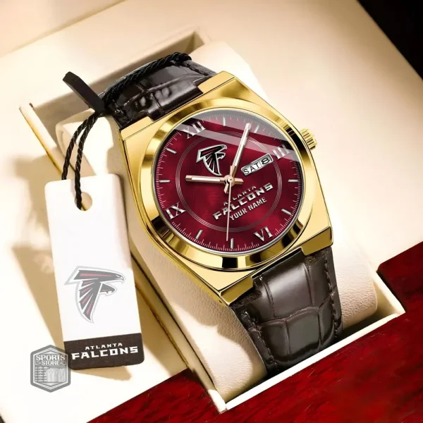 Atlanta Falcons Stainless Steel Case With Leather Strap Watch PURWATD081 - Image 8