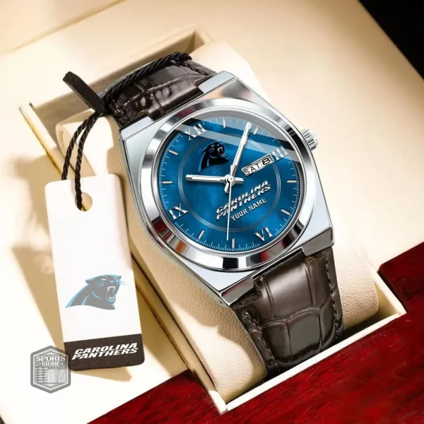 Carolina Panthers Stainless Steel Case With Leather Strap Watch PURWATD084 - Image 2