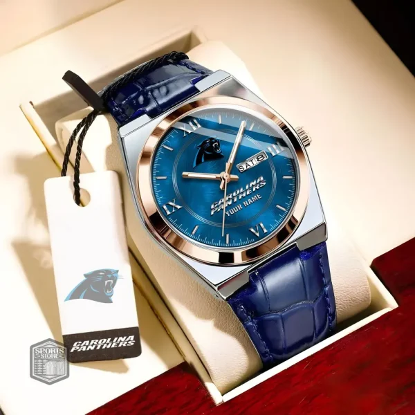 Carolina Panthers Stainless Steel Case With Leather Strap Watch PURWATD084 - Image 5