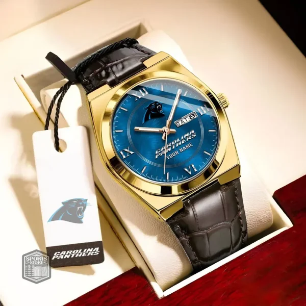 Carolina Panthers Stainless Steel Case With Leather Strap Watch PURWATD084 - Image 8