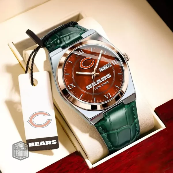 Chicago Bears Stainless Steel Case With Leather Strap Watch PURWATD085 - Image 3