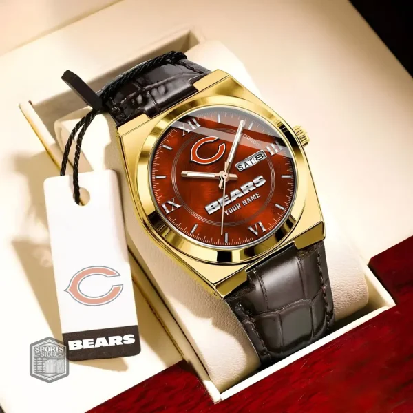 Chicago Bears Stainless Steel Case With Leather Strap Watch PURWATD085 - Image 4