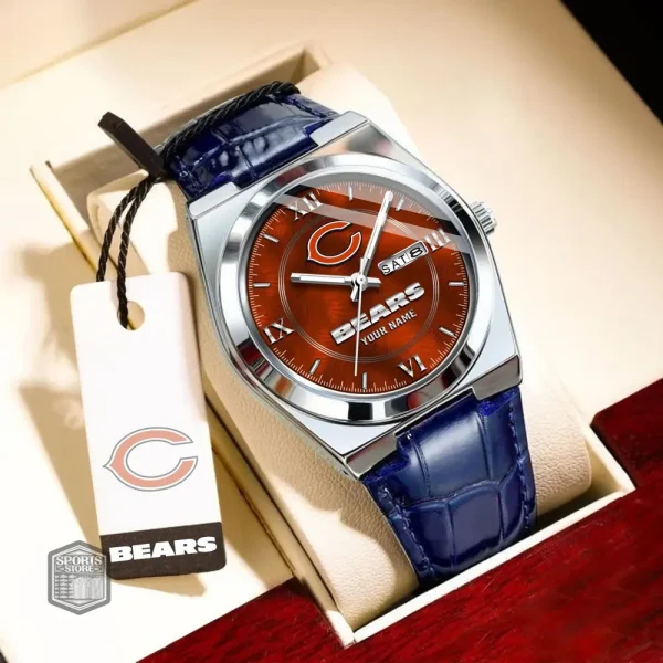 Chicago Bears Stainless Steel Case With Leather Strap Watch PURWATD085 - Image 5