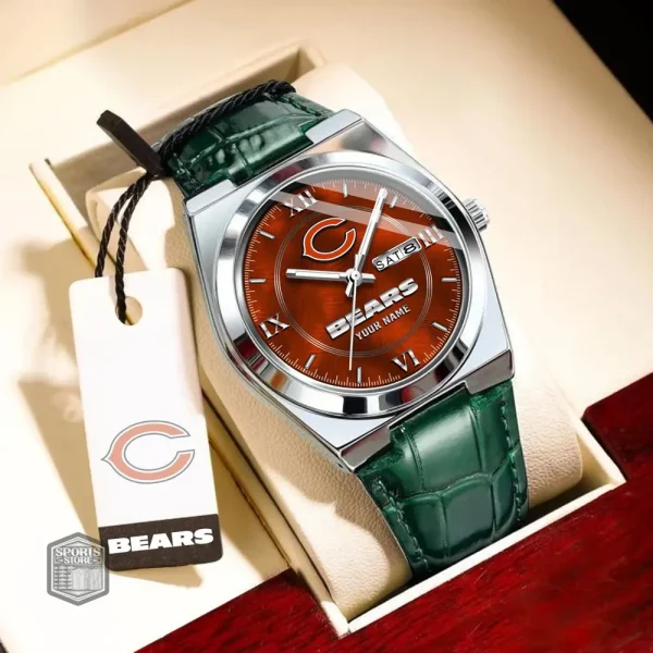 Chicago Bears Stainless Steel Case With Leather Strap Watch PURWATD085 - Image 7