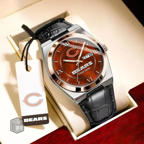 Chicago Bears Stainless Steel Case With Leather Strap Watch PURWATD085 - Image 8