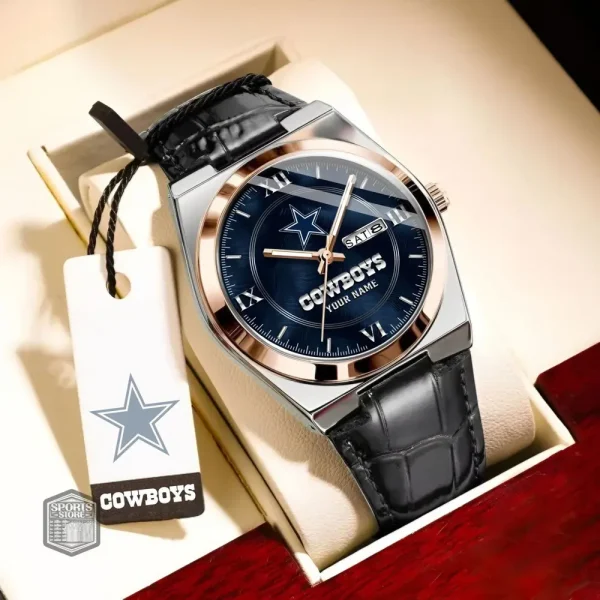 Dallas Cowboys Stainless Steel Case With Leather Strap Watch PURWATD088 - Image 2