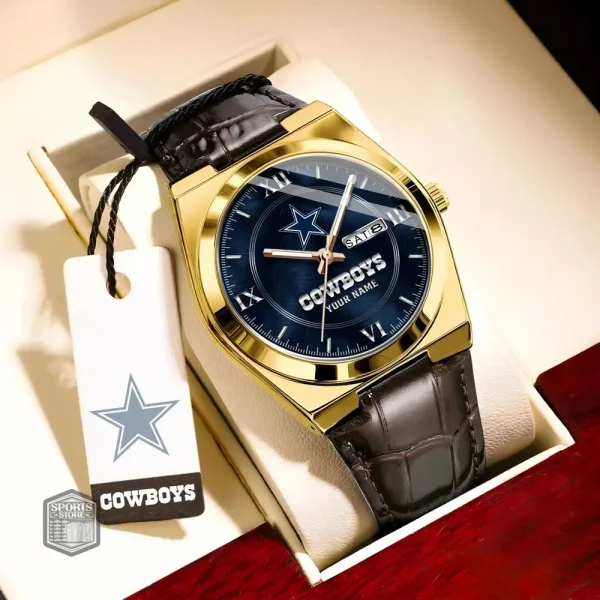 Dallas Cowboys Stainless Steel Case With Leather Strap Watch PURWATD088 - Image 5