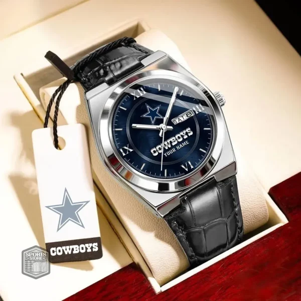 Dallas Cowboys Stainless Steel Case With Leather Strap Watch PURWATD088 - Image 8