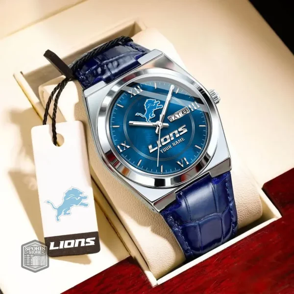Detroit Lions Stainless Steel Case With Leather Strap Watch PURWATD090 - Image 9