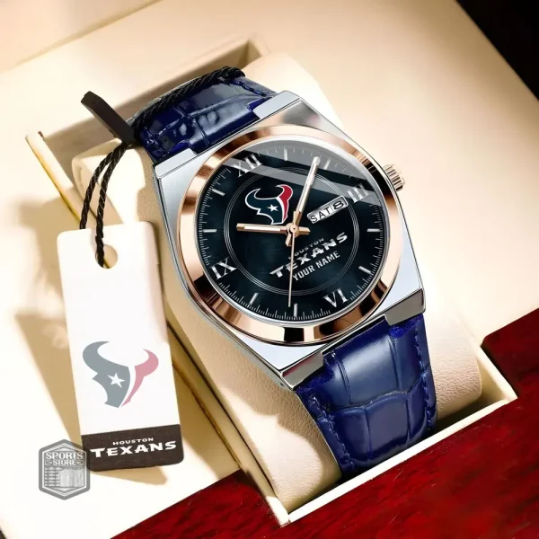 Houston Texans Stainless Steel Case With Leather Strap Watch PURWATD092 - Image 6