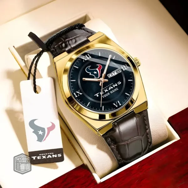 Houston Texans Stainless Steel Case With Leather Strap Watch PURWATD092 - Image 9