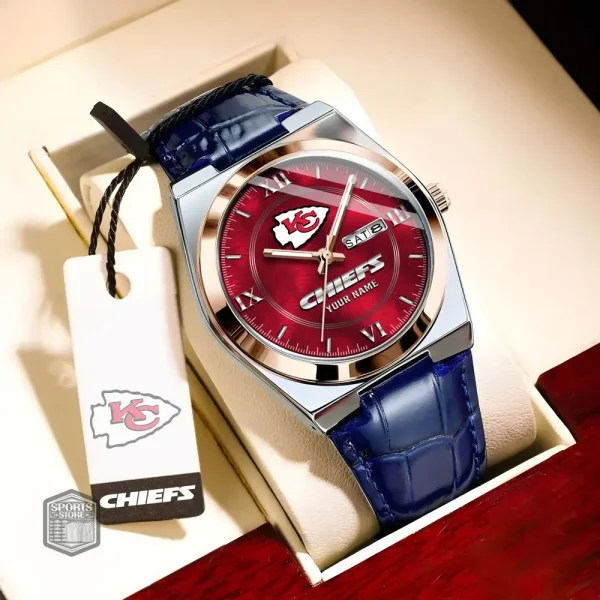 Kansas City Chiefs Stainless Steel Case With Leather Strap Watch PURWATD095 - Image 5