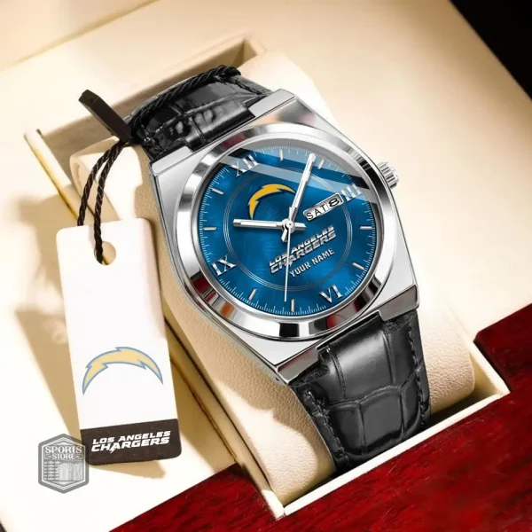 Los Angeles Chargers Stainless Steel Case With Leather Strap Watch PURWATD097 - Image 9