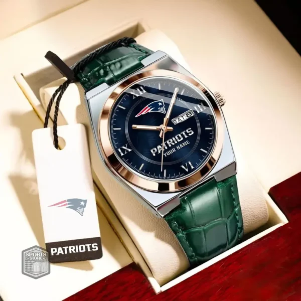 New England Patriots Stainless Steel Case With Leather Strap Watch PURWATD101 - Image 7