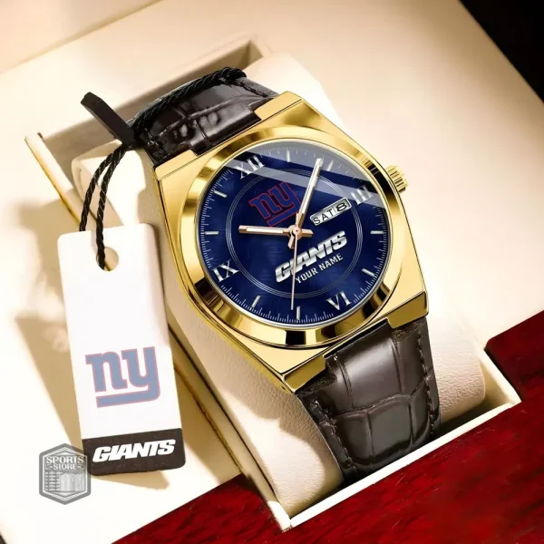 New York Giants Stainless Steel Case With Leather Strap Watch PURWATD103 - Image 5