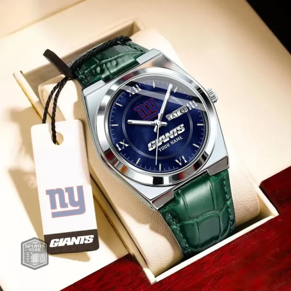 New York Giants Stainless Steel Case With Leather Strap Watch PURWATD103 - Image 6