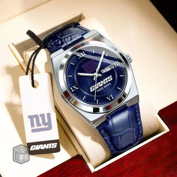 New York Giants Stainless Steel Case With Leather Strap Watch PURWATD103 - Image 7