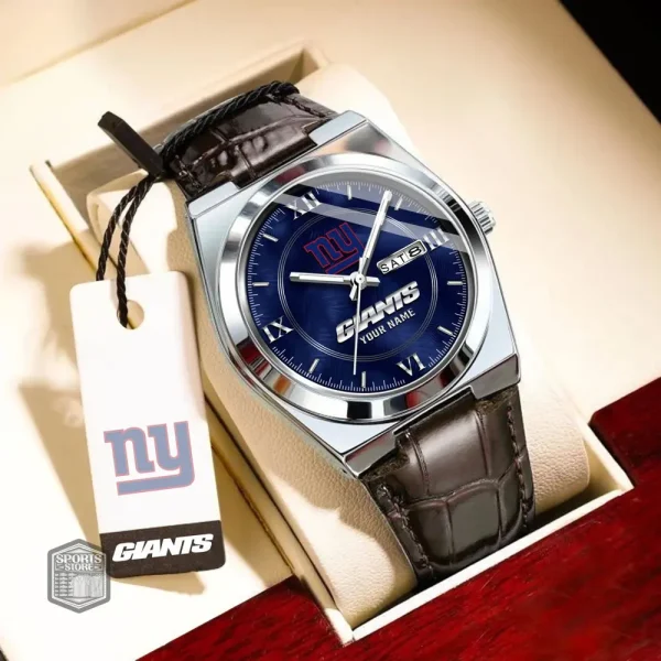 New York Giants Stainless Steel Case With Leather Strap Watch PURWATD103 - Image 8