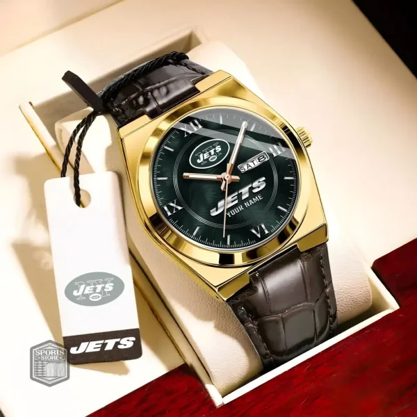 New York Jets Stainless Steel Case With Leather Strap Watch PURWATD104 - Image 7
