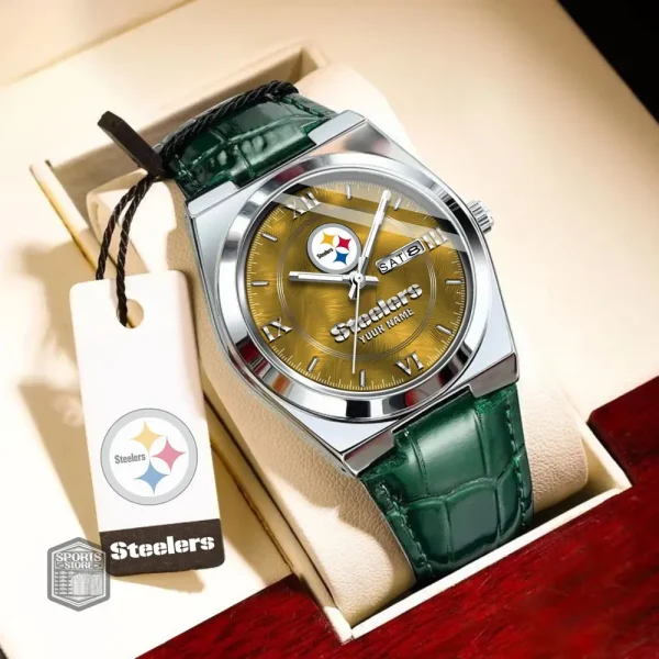 Pittsburgh Steelers Stainless Steel Case With Leather Strap Watch PURWATD106 - Image 7