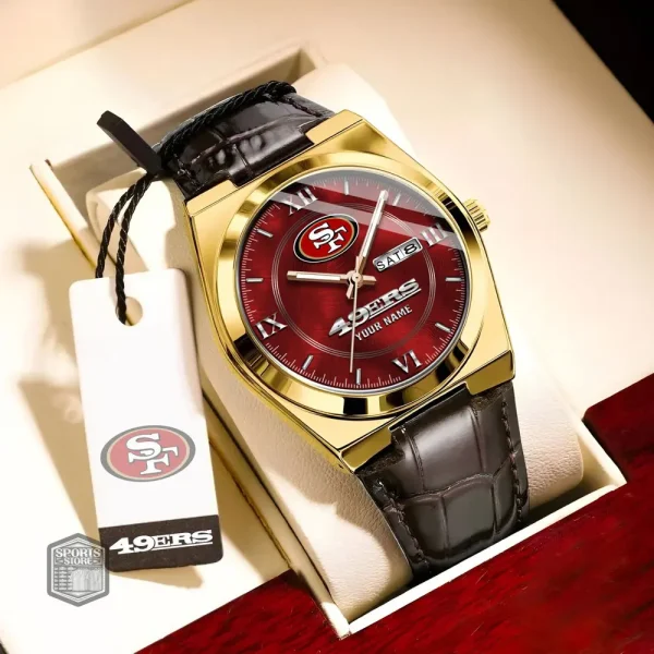 San Francisco 49ers Stainless Steel Case With Leather Strap Watch PURWATD107 - Image 4