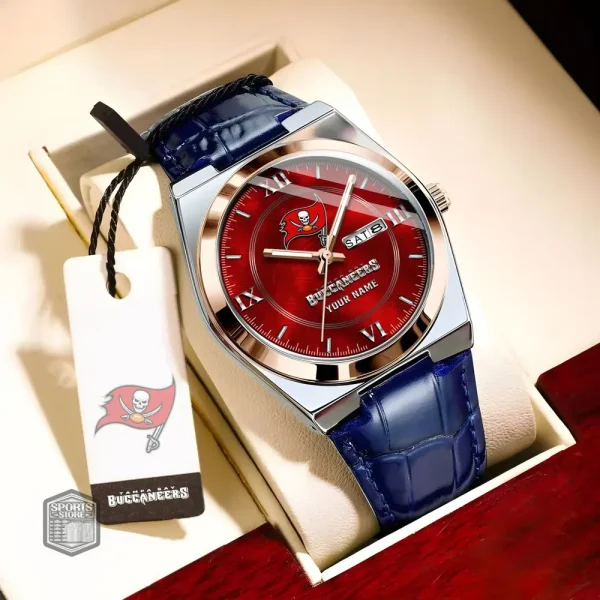 Tampa Bay Buccaneers Stainless Steel Case With Leather Strap Watch PURWATD109 - Image 2