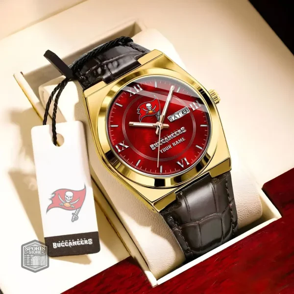 Tampa Bay Buccaneers Stainless Steel Case With Leather Strap Watch PURWATD109 - Image 5
