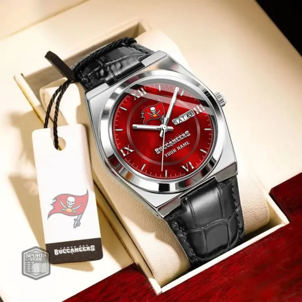 Tampa Bay Buccaneers Stainless Steel Case With Leather Strap Watch PURWATD109 - Image 9