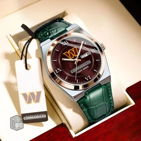 Washington Commanders Stainless Steel Case With Leather Strap Watch PURWATD111 - Image 4