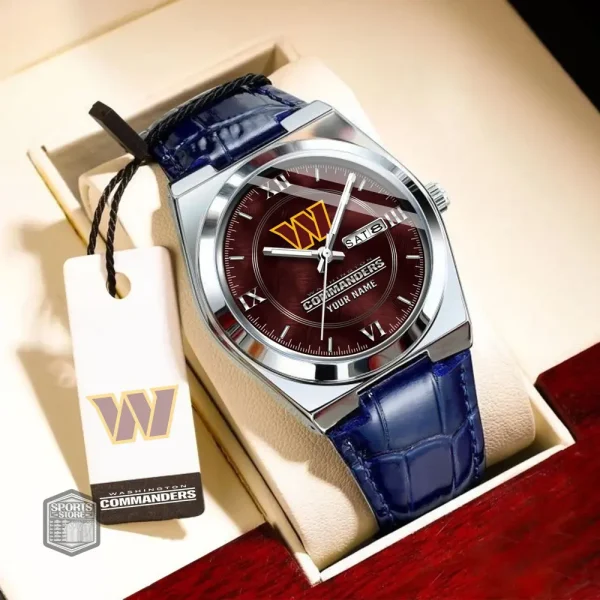 Washington Commanders Stainless Steel Case With Leather Strap Watch PURWATD111 - Image 6