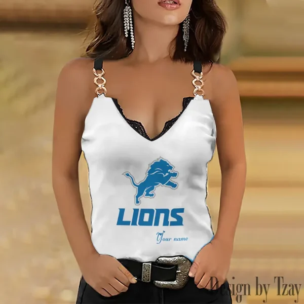 Detroit Lions Women’s Chain Straps Tank Top SPTWCSTT043