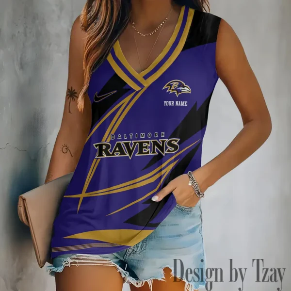 Baltimore Ravens V-neck Women’s Vest T-shirt SPTVNECKWVTS101