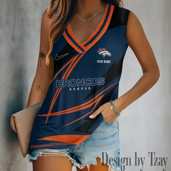 Denver Broncos V-neck Women’s Vest T-shirt SPTVNECKWVTS108