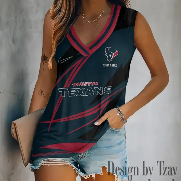 Houston Texans V-neck Women’s Vest T-shirt SPTVNECKWVTS111