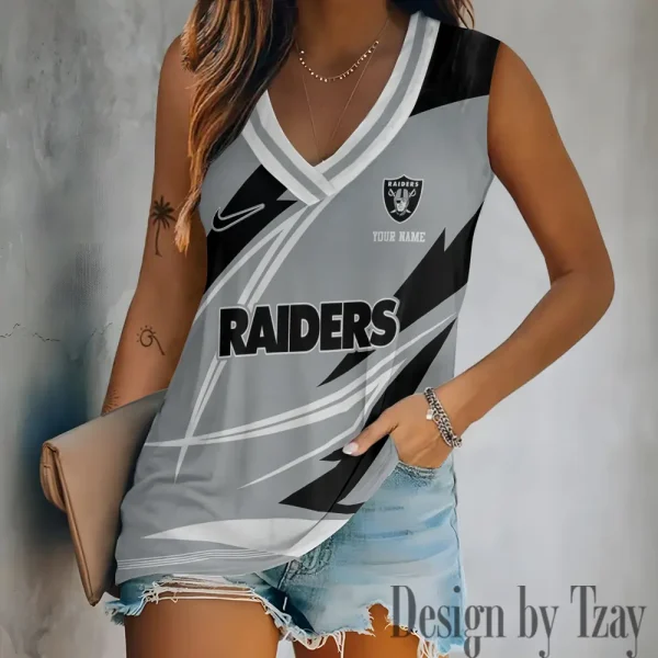 Las Vegas Raiders V-neck Women’s Vest T-shirt SPTVNECKWVTS115