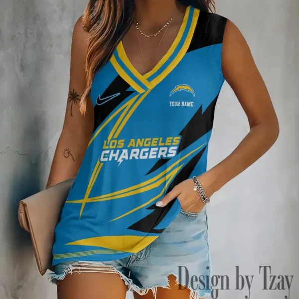 Los Angeles Chargers V-neck Women’s Vest T-shirt SPTVNECKWVTS116