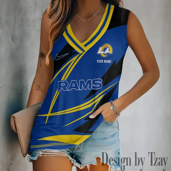 Los Angeles Rams V-neck Women’s Vest T-shirt SPTVNECKWVTS117