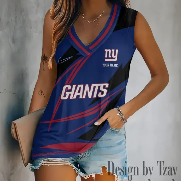 New York Giants V-neck Women’s Vest T-shirt SPTVNECKWVTS122