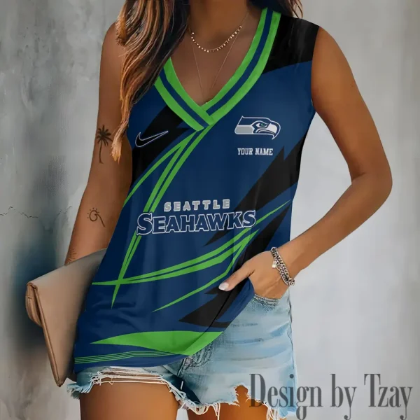 Seattle Seahawks V-neck Women’s Vest T-shirt SPTVNECKWVTS127